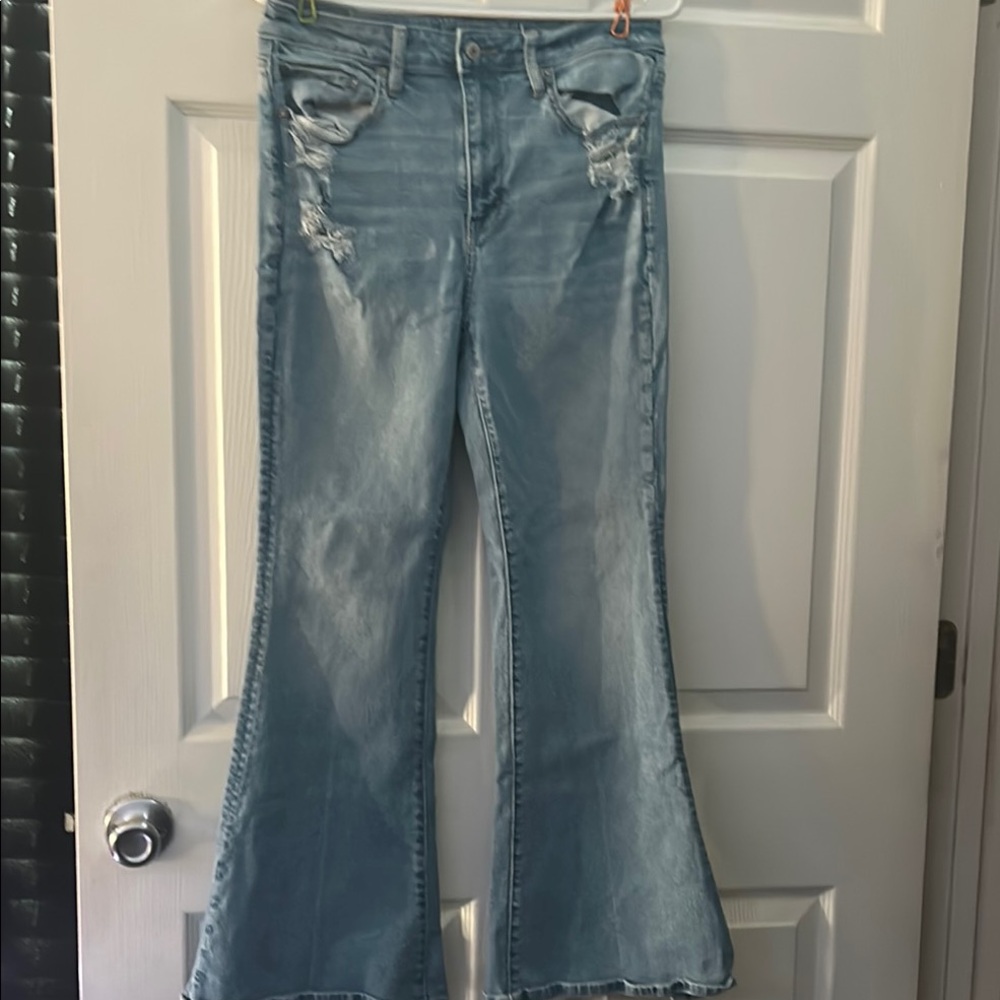American Eagle Outfitters Blue Flare Wide Leg Jeans